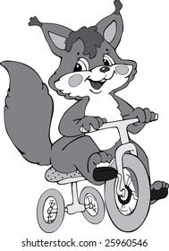 Illustration of the squirrel by bike