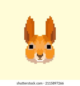 Illustration of Squirrel Face Pixel Design
