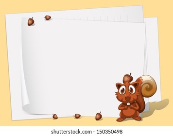 Illustration of a squirrel in front of the empty papers