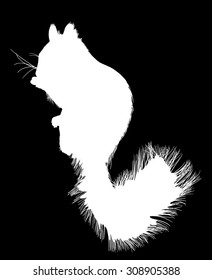 illustration with squirrel isolated on black background