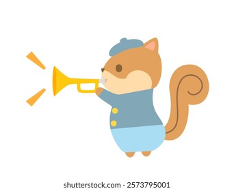 Illustration of a squirrel playing a trumpet