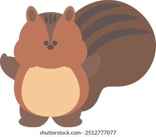 Illustration of a squirrel raising its arms in the air
