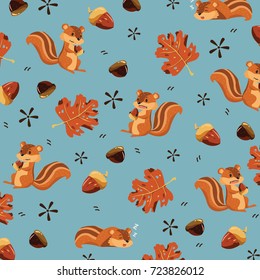 Illustration of Squirrel Seamless Pattern