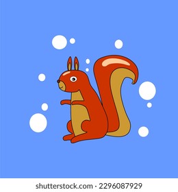 ilustración de ardilla con fondo aislado de nieve