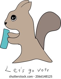 Illustration of a squirrel trying to vote