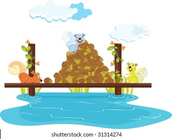 ilustración de ardillas con nabo