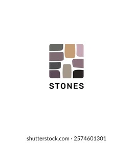 ILLUSTRATION SQURE BRICK STONES MARBLE SIMPLE FLAT COLOR TEMPLATE DESIGN LOGO ICON VECTOR