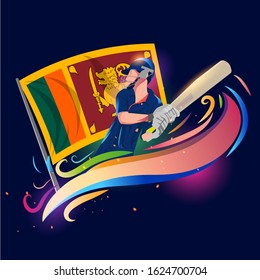 Illustration Of Sri Lanka Batsman Playing Cricket Vector