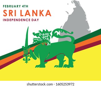 Illustration Of Sri Lanka National Day Banner Or Poster. With National Flag Color Theme Background.
