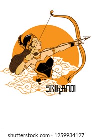 An illustration of Srikandi or Shikhandi a javanese female warrior puppet character
She's also one of character from Mahabharata, Sanskrit epic of ancient India