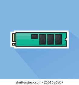 Illustration of SSD M2 in Flat Design