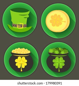 Illustration of St Patrick Day four icons