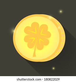 Illustration of St Patrick Day gold coin icon