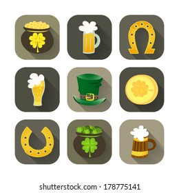 Illustration of St Patrick Day icon set
