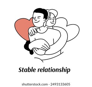  Illustration of stable relationship concept in a modern flat style, vector illustration, isolated on white background.