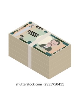 Illustration of a stack of 10000 yen bills.
Japanese characters are: 10000 yen