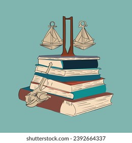 Illustration eines Buchstapels mit Schutzanker  