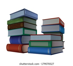 Illustration of a stack of books isolated on white background.
