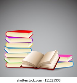 Illustration eines Stapels bunter Bücher mit harter Abdeckung