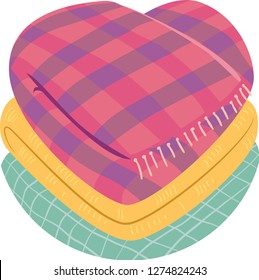 Illustration Of A Stack Of Folded Blankets Shaped As A Heart For Blanket Donation During Winter