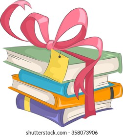 Illustration of a Stack of Gifts Bound by a Pretty Ribbon
