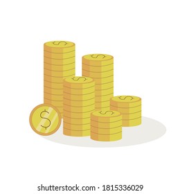 An illustration of a stack of golden coins. Isolated on white. Business and finances. Money.