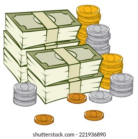 An Illustration of a stack of money and coins