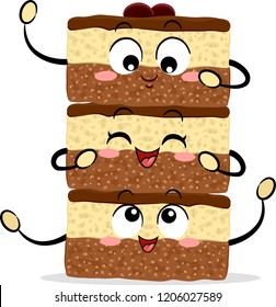 Illustration of a Stack of Nanaimo Bar Mascots