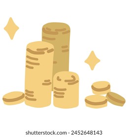 Ilustración de una pila de monedas espumosas simplemente deformadas.