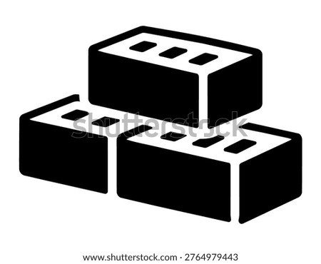 illustration of stacked bricks icon. Clean minimal symbol for construction, building materials, masonry and architecture concepts. Isolated on white background, modern UI design.