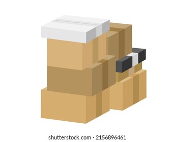 Es una ilustración de cajas de cartón apiladas.