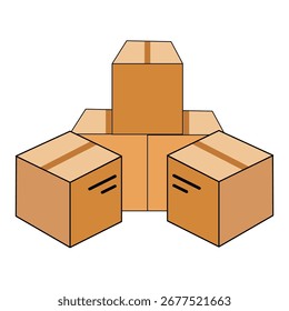 Ilustración de cajas de cartón apiladas