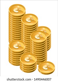 Illustration of stacked gold coins (euro) 2, financial and investment image infographic