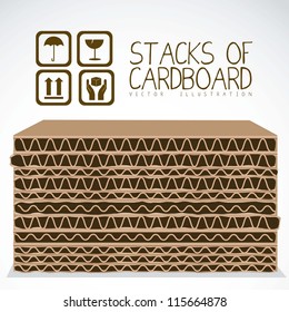 Illustration of stacks of cardboard boxes, cardboard texture, vector illustration