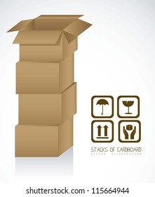 Illustration of stacks of cardboard boxes, cardboard texture, vector illustration