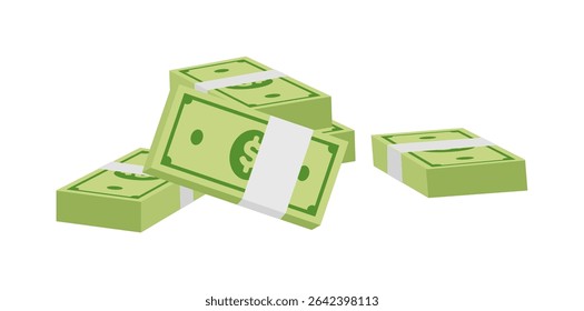 Illustration of Stacks of Money Representing Finance, Wealth and Currency