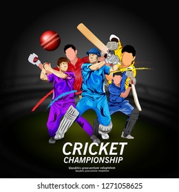 illustration of Stadium of Cricket with batsman playing cricket