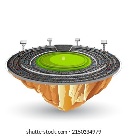 illustration of Stadium of Cricket with a pitch for championship match sports background