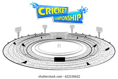 illustration of Stadium of Cricket with pitch for championship match