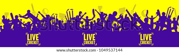 illustration of\
Stadium of Cricket with pitch for champoinship match and supporter\
fan people cheering\
team