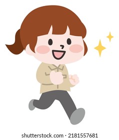 Illustration of staff running in work clothes
