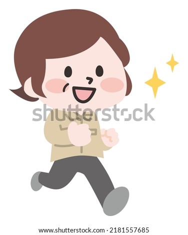 Illustration of staff running in work clothes