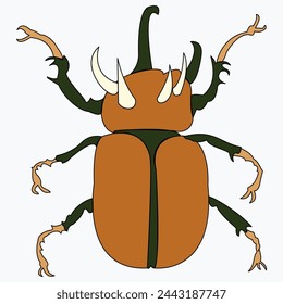 Illustration of Stag beetle and Japanese horned beetle.
