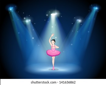 Illustration of a stage with a ballet dancer in the middle