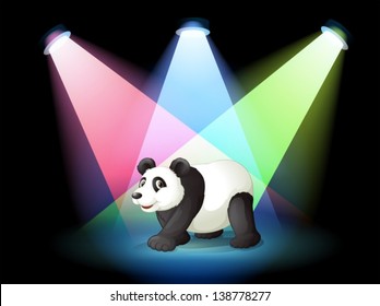 Illustration of a stage with a giant panda