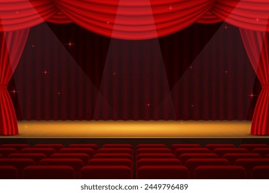 Illustration of a stage illuminated by spotlights