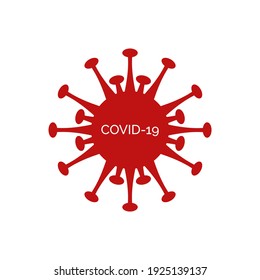 Ilustración de la forma del coronavirus manchado. Peligro epidémico mundial. Concepto de ciencia. Riesgo de pandemia. Símbolo de peligro. Concepto de atención de la salud. Símbolo de atención aislado sobre fondo blanco. Vector.
