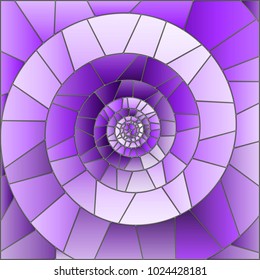 Illustration in stained glass style with abstract spiral in purple tones