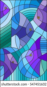 Illustration In Stained Glass Style Abstract Fish