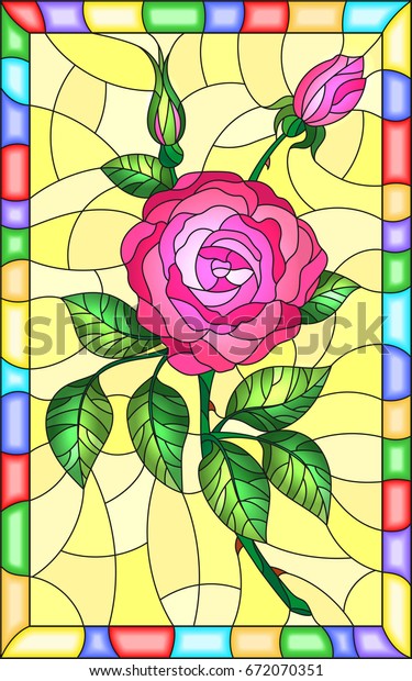 Illustration Stained Glass Style Flower Pink Stock Vector (Royalty Free ...